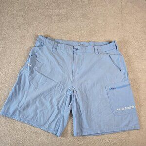 Huk Fishing Shorts Mens 3XL Blue Performance Outdoor Lightweight Zip Pocket Fish